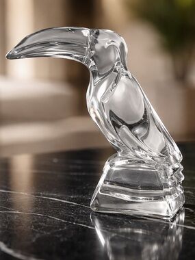 Vintage JG Durand Toucan Clear Crystal Figurine Bird